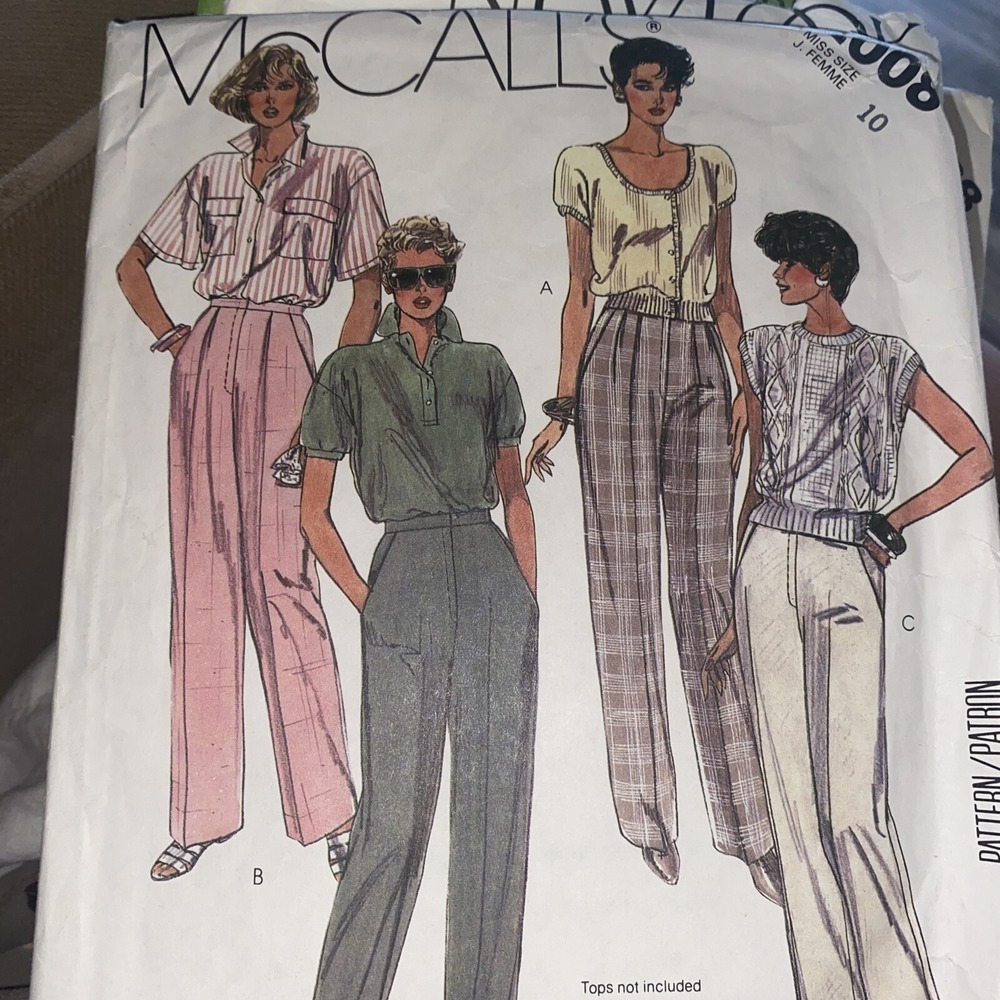 Vintage 1985 McCalls 2008 Misses Pants Sewing Pattern Size 10 Cut 3 Styles